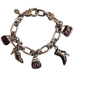 Silver tone Cookie Lee Fashionista High Heel Shoes Purses Charm Bracelet